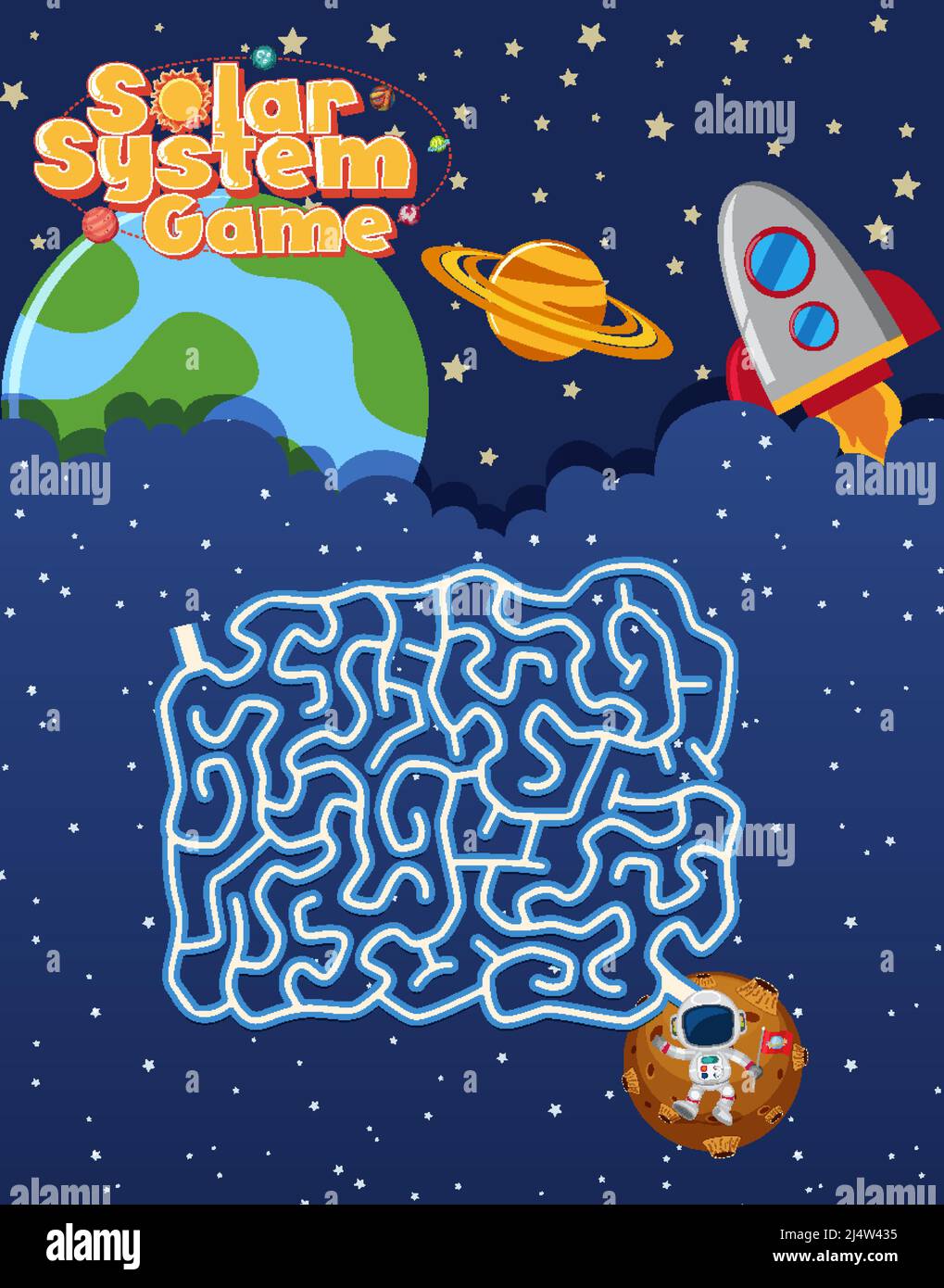 Game template with space theme background illustration Stock Vector ...