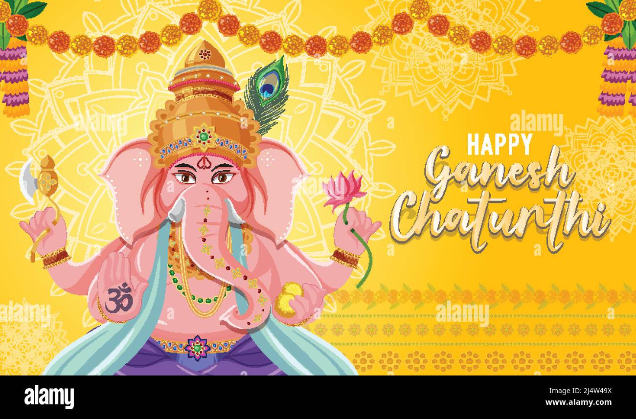 Happy Ganesh Chaturthi Poster illustration Stock Vector Image & Art - Alamy