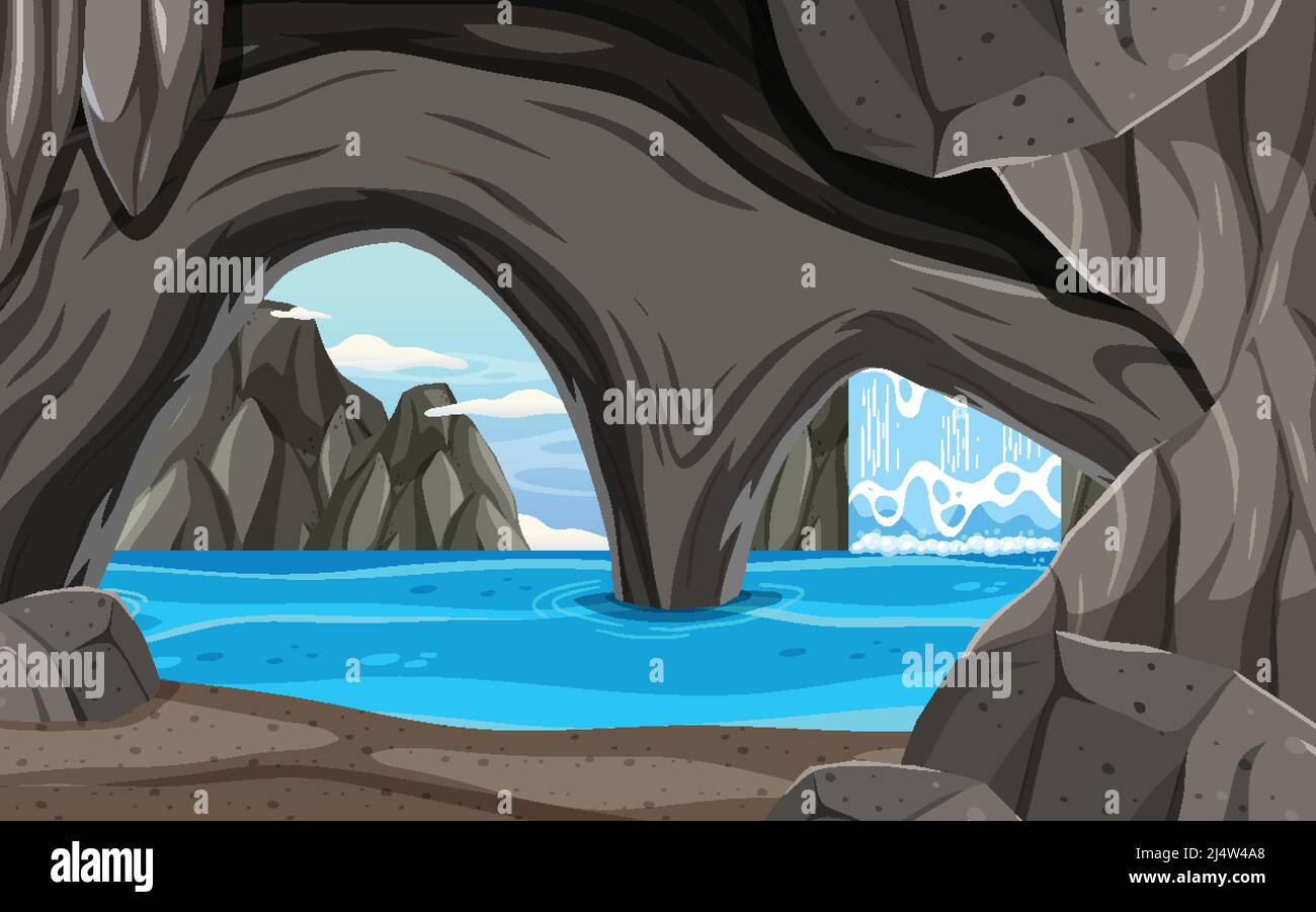Inside cave landscape in cartoon style illustration Stock Vector Image