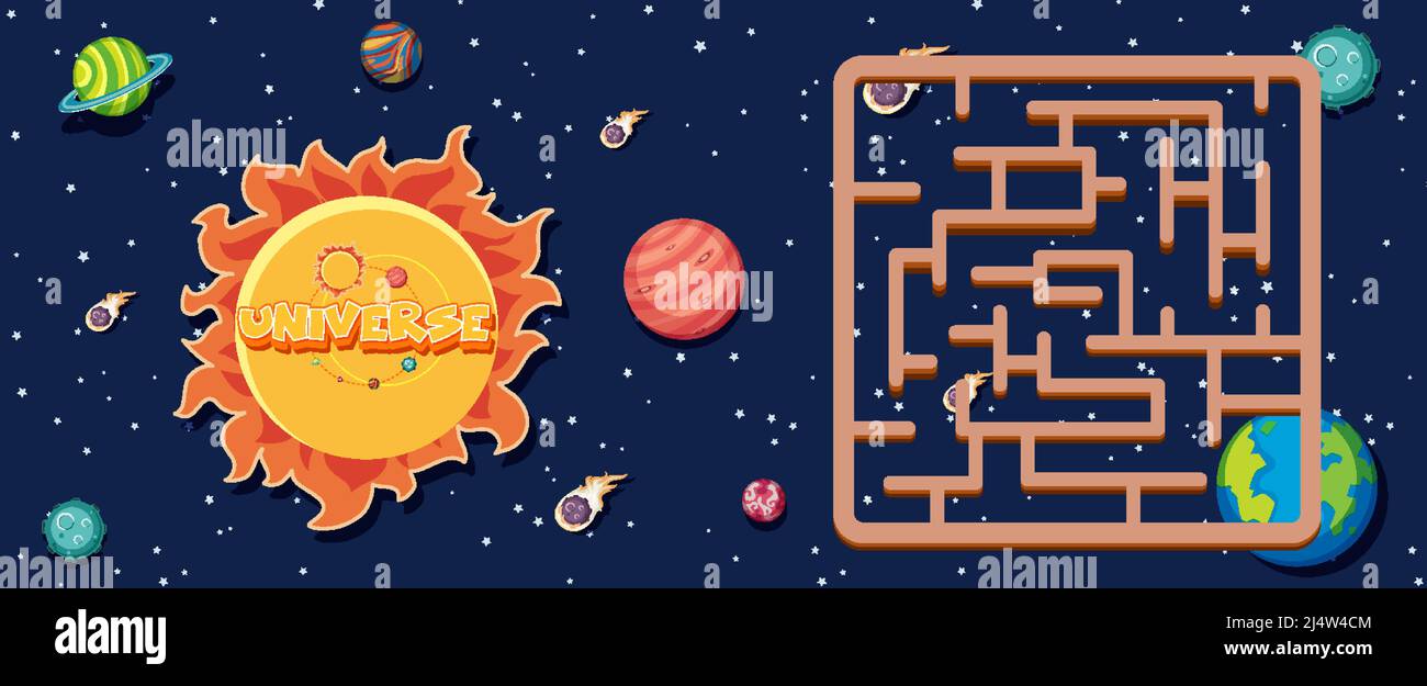 Game template with space theme background illustration Stock Vector
