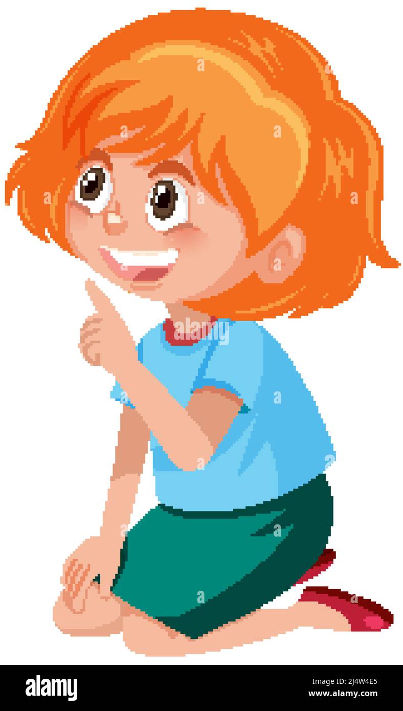 Cute girl pointing finger up illustration Stock Vector Image & Art - Alamy