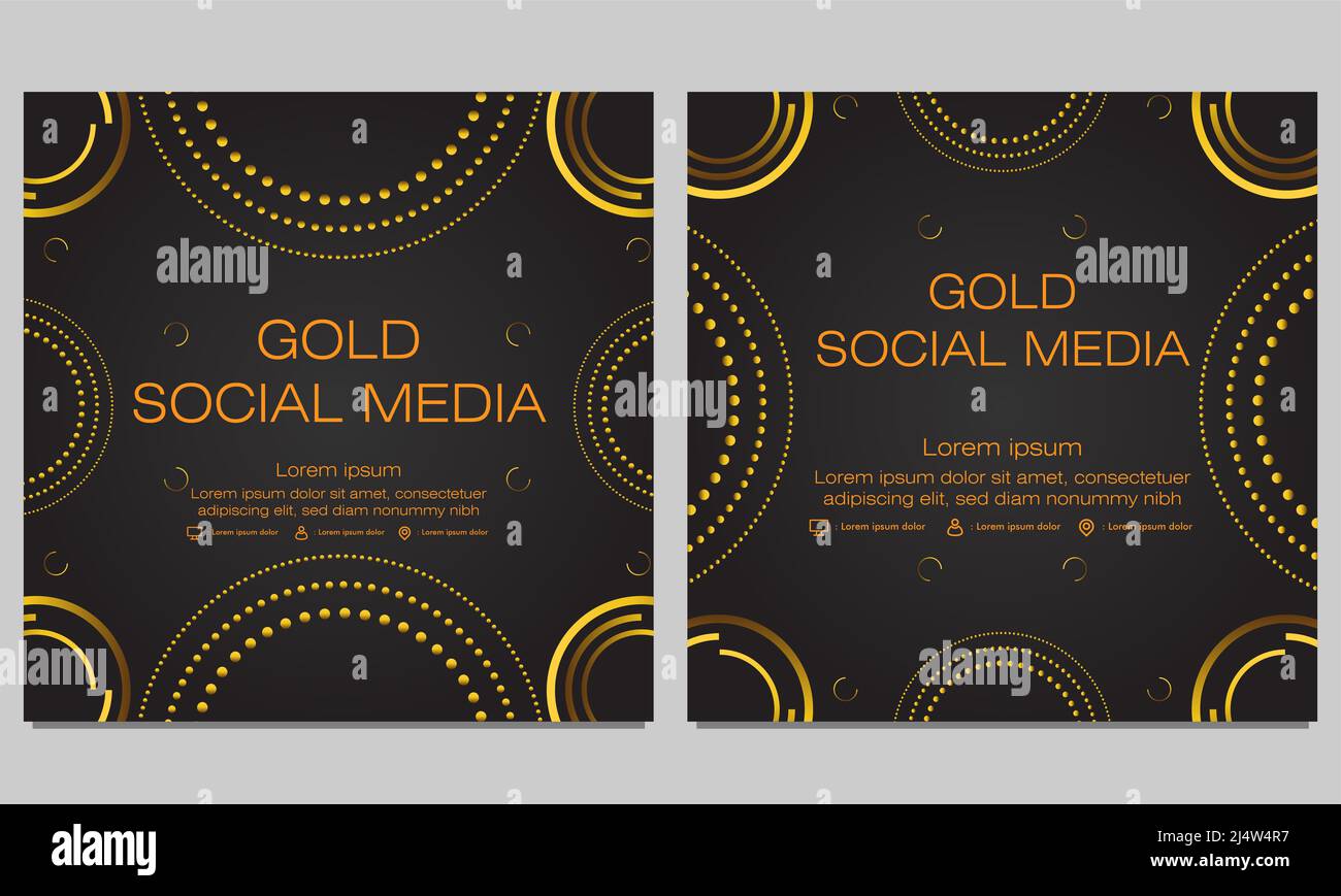 black gold social media post template design Stock Photo - Alamy