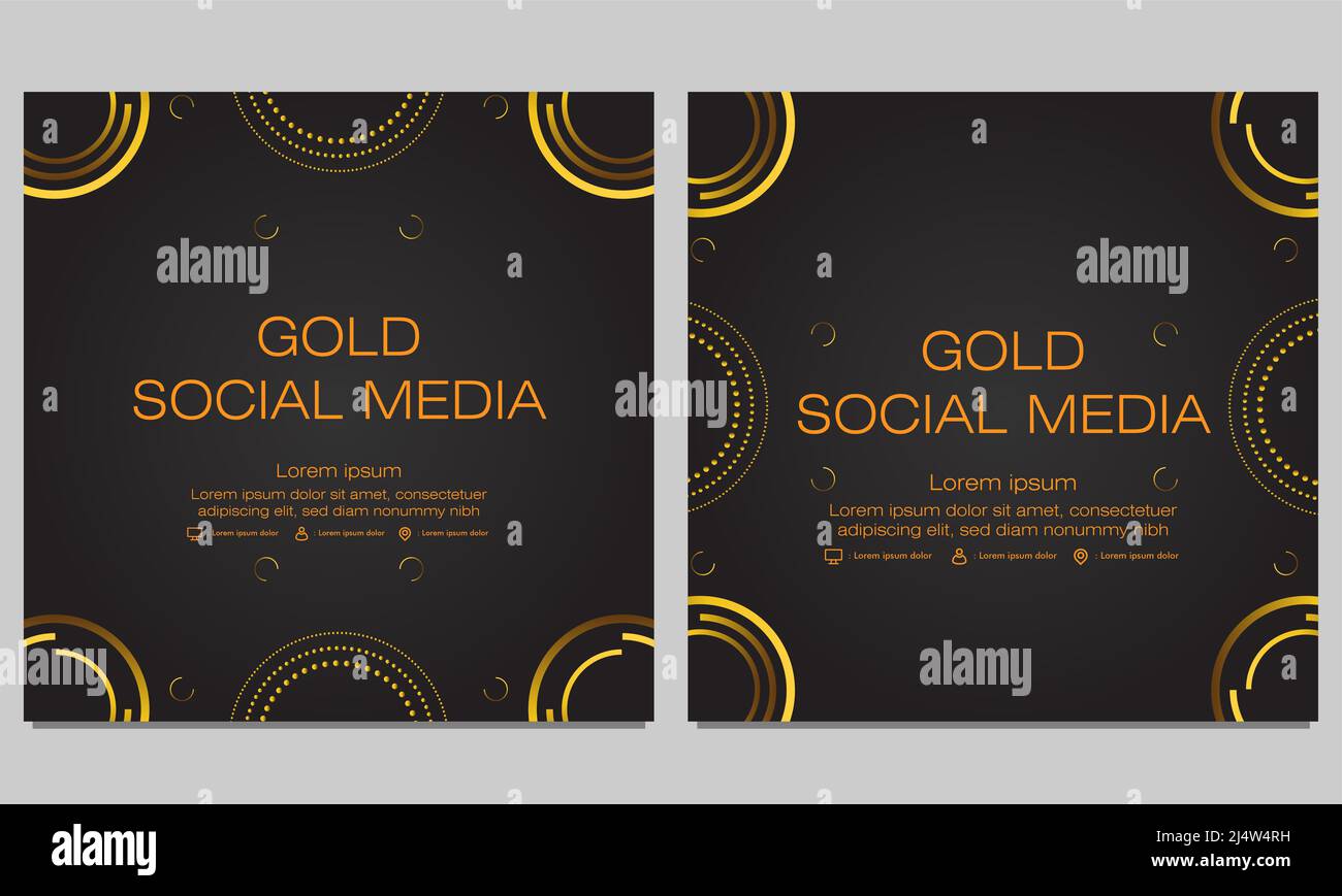 black gold social media post template design Stock Photo - Alamy