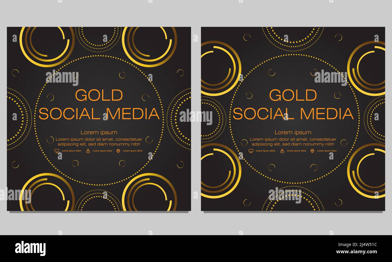 black gold social media post template design Stock Photo - Alamy