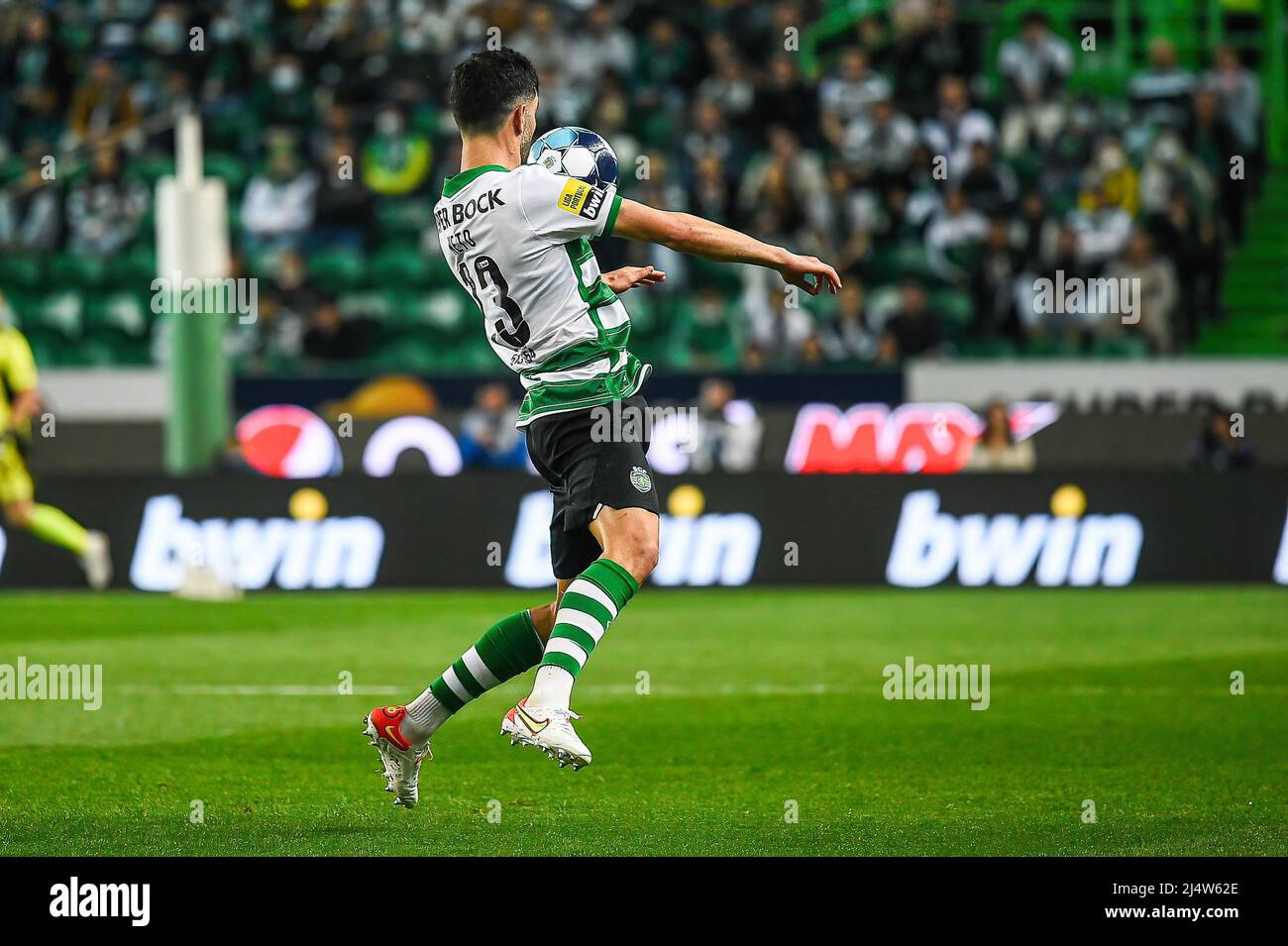 Lisbon, Portugal. 17th Apr, 2022. Luis Neto from Sporting seen in action during the Liga Bwin football match between Sporting and Benfica at Estadio Jose Alvalade. Final score: Sporting 0:2 Benfica. Credit: SOPA Images Limited/Alamy Live News Stock Photo