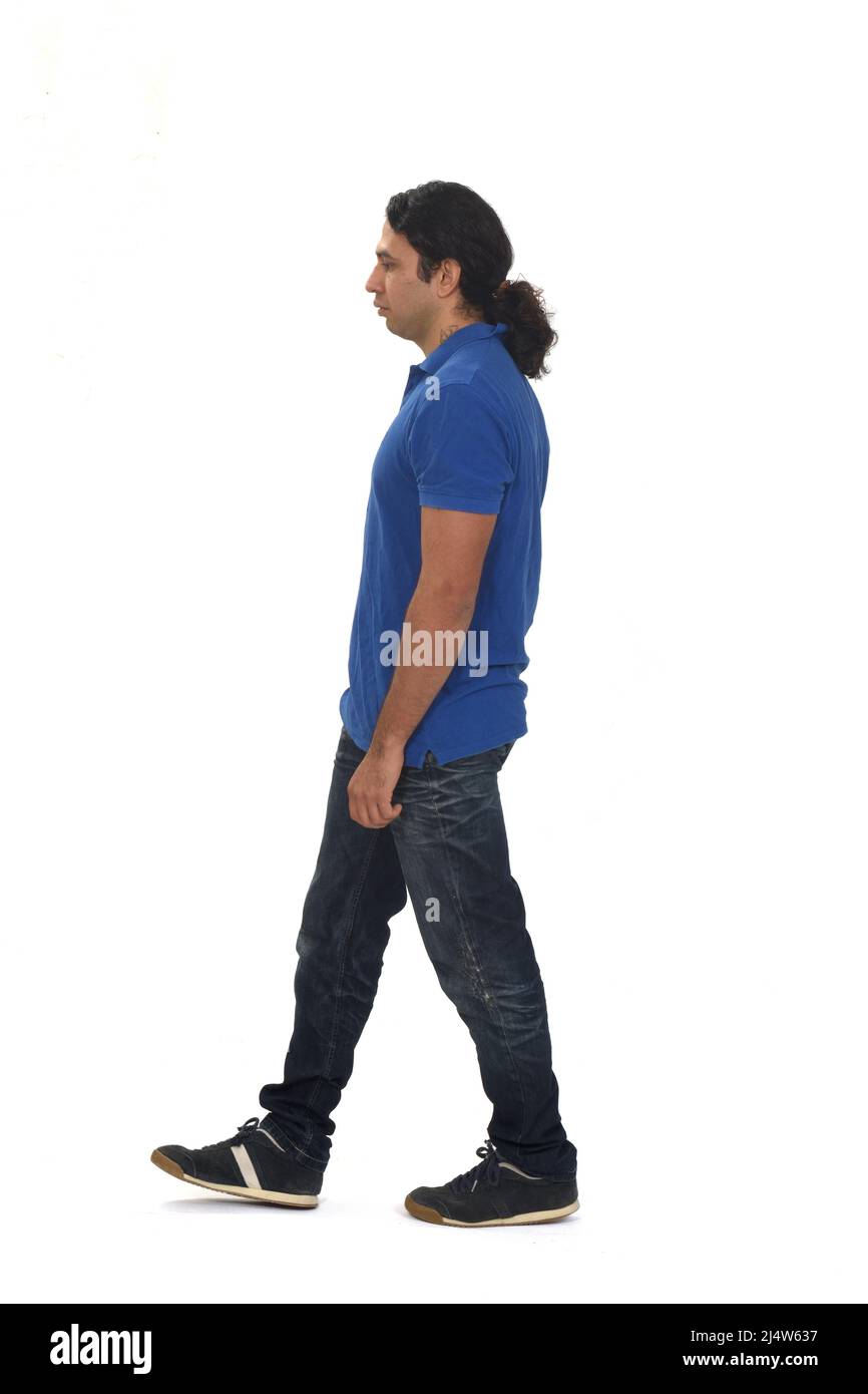 man walking on white background Stock Photo