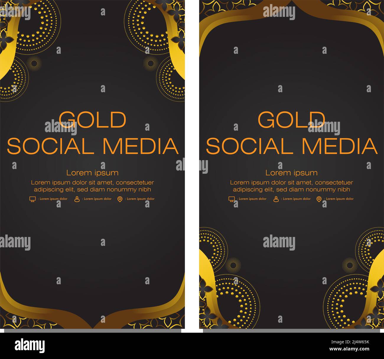 black gold social media stories template design Stock Photo - Alamy