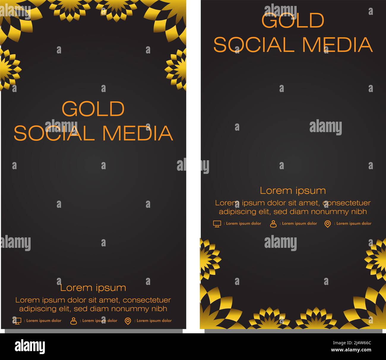 black gold social media stories template design Stock Photo - Alamy