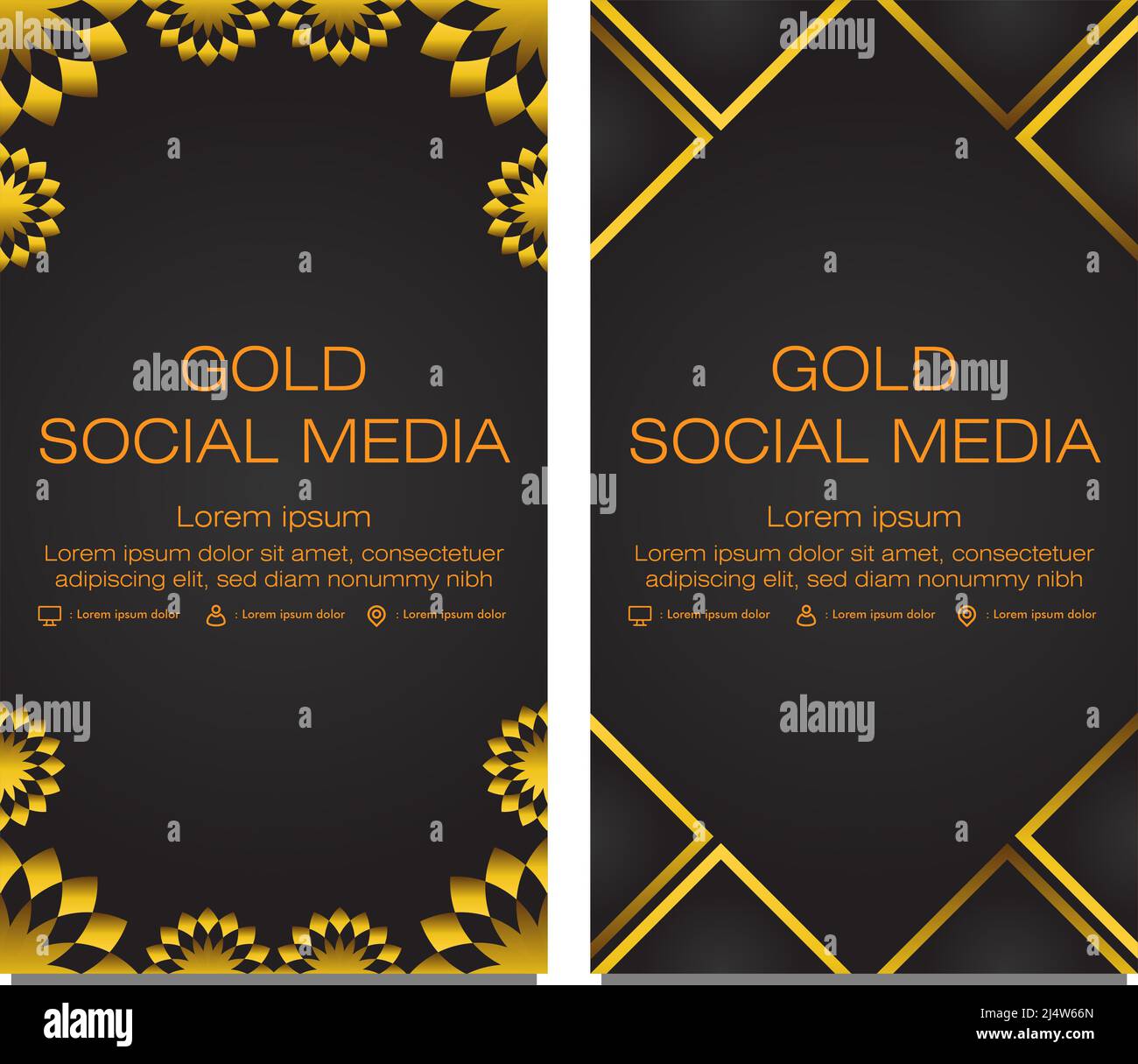 black gold social media stories template design Stock Photo - Alamy