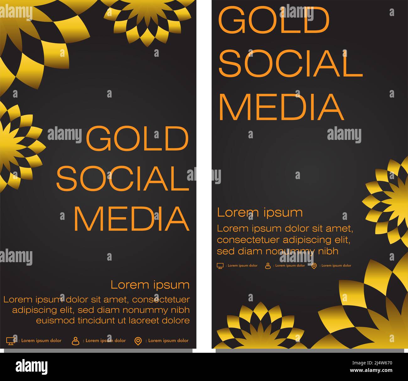 black gold social media stories template design Stock Photo - Alamy