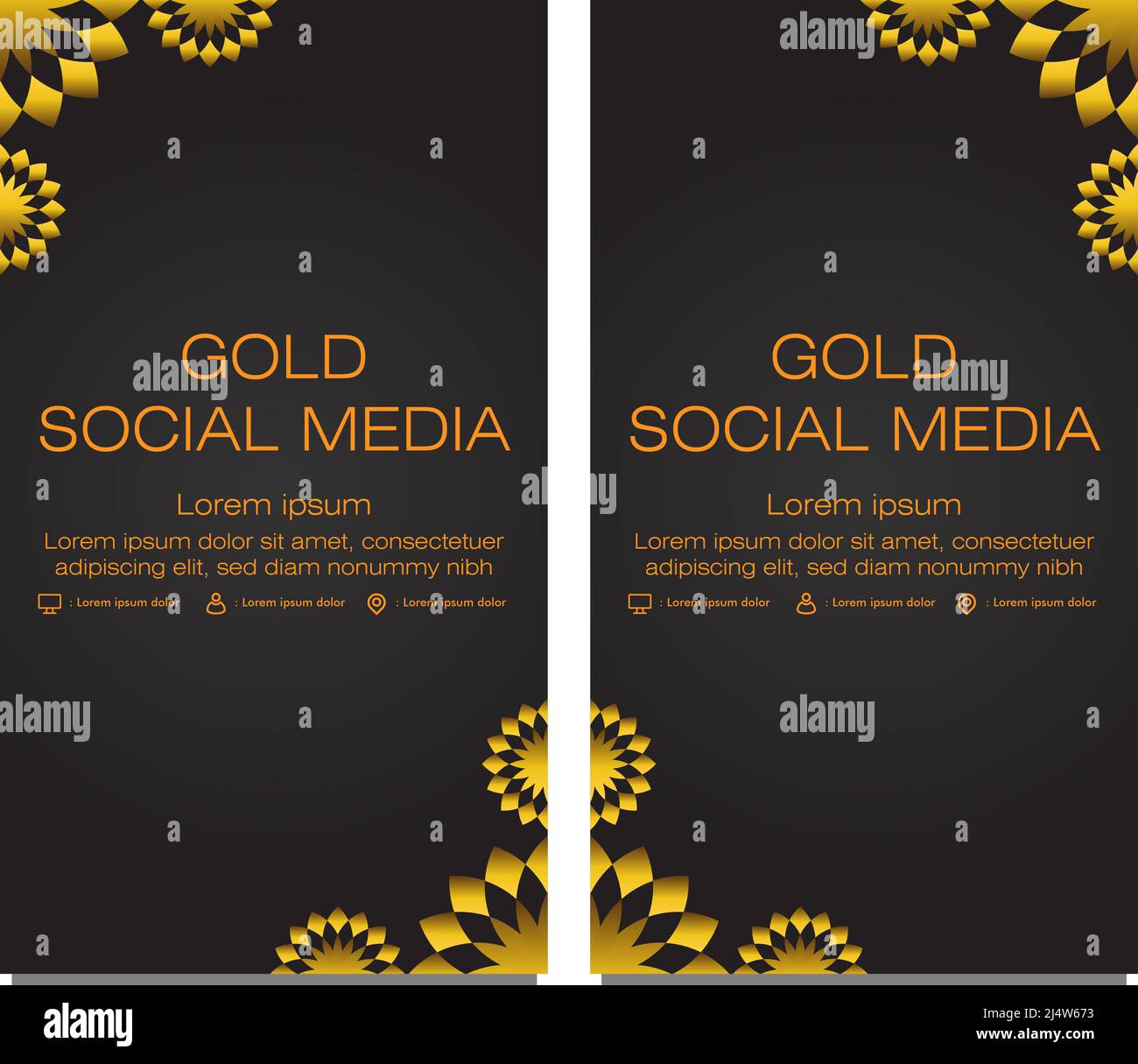 black gold social media stories template design Stock Photo - Alamy