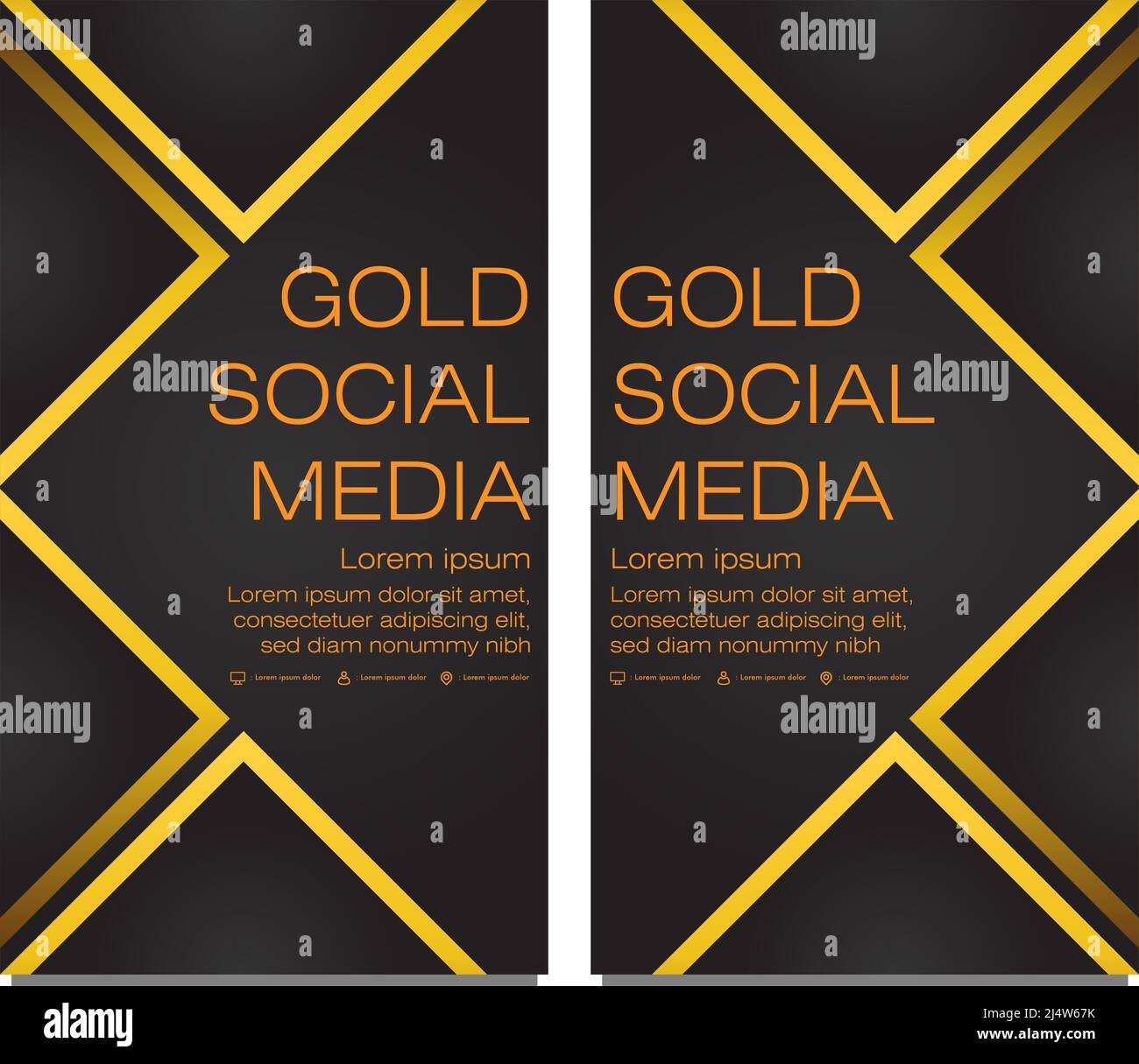black gold social media stories template design Stock Photo - Alamy