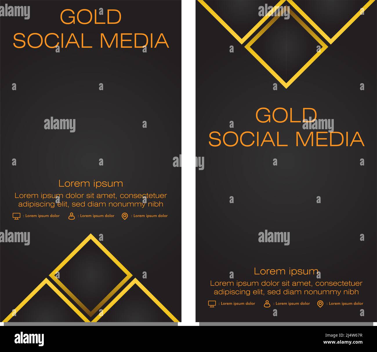 black gold social media stories template design Stock Photo - Alamy
