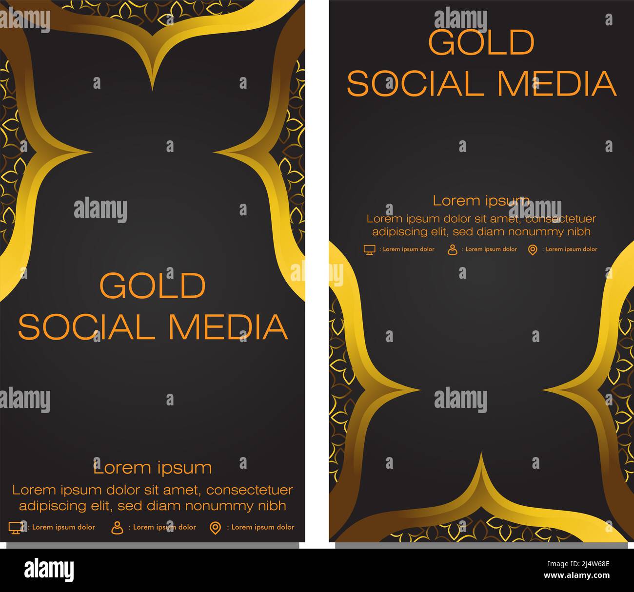 black gold social media stories template design Stock Photo - Alamy