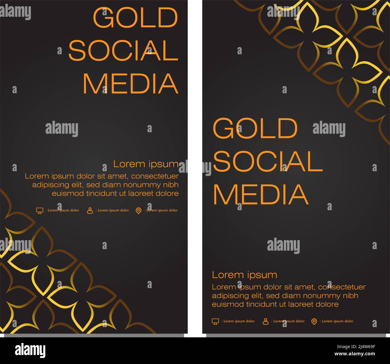 black gold social media stories template design Stock Photo - Alamy