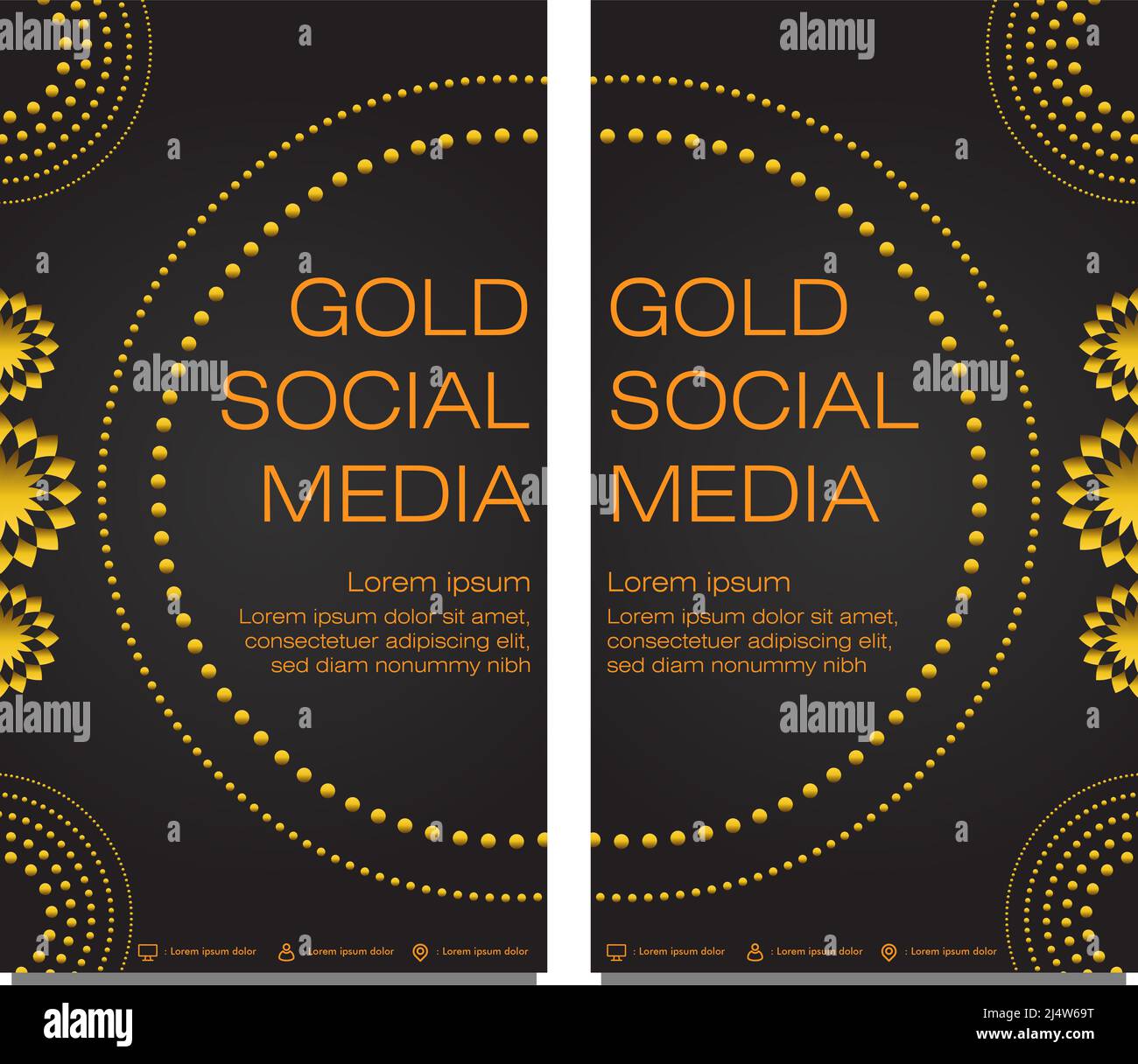 black gold social media stories template design Stock Photo - Alamy