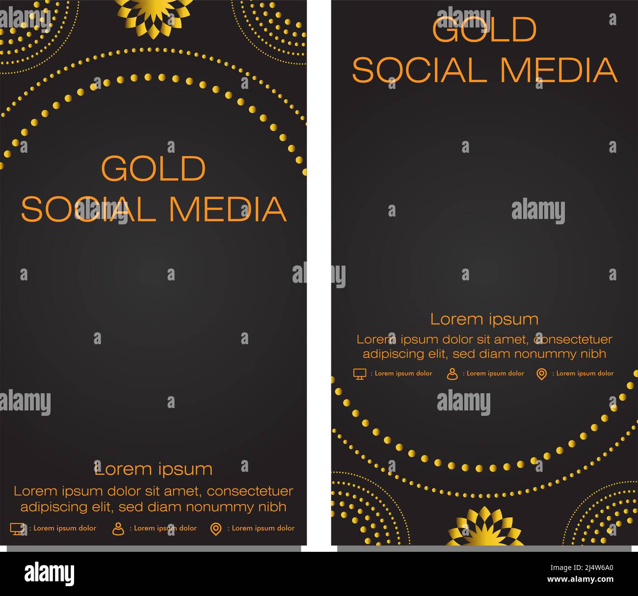 black gold social media stories template design Stock Photo - Alamy