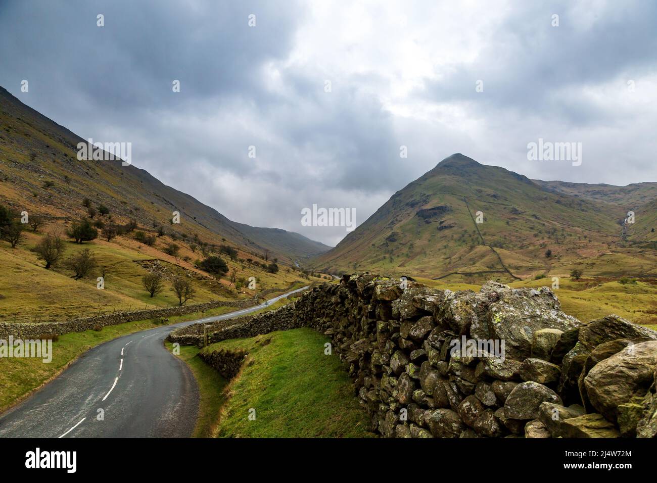 The Kirkstone Pass in Cumbria, with mountains behind Stock Photo Alamy