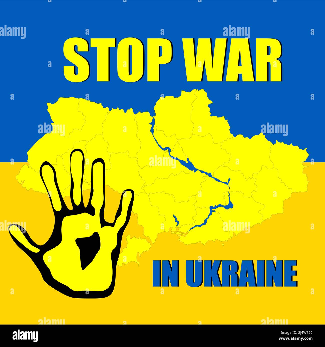 Stop war sign with hand icon. No war in Ukraine conceptal vector ...