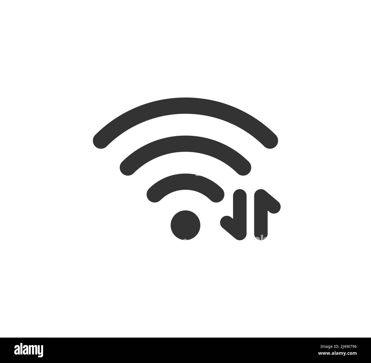Wifi symbol and arrows icon. Exchanging data via Wi Fi. Wireless