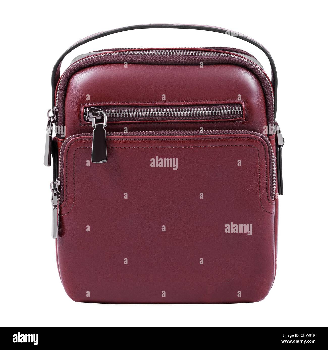 Classic brown leather mens bag on a white background. Accessory concept Stock Photo