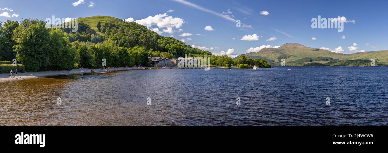 Panoramic view of Loch Lomond from Luss, Scotland Stock Photo