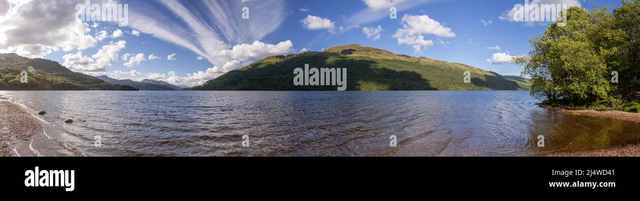 Panoramic view of Loch Lomond from Firkin Point, Scotland Stock Photo