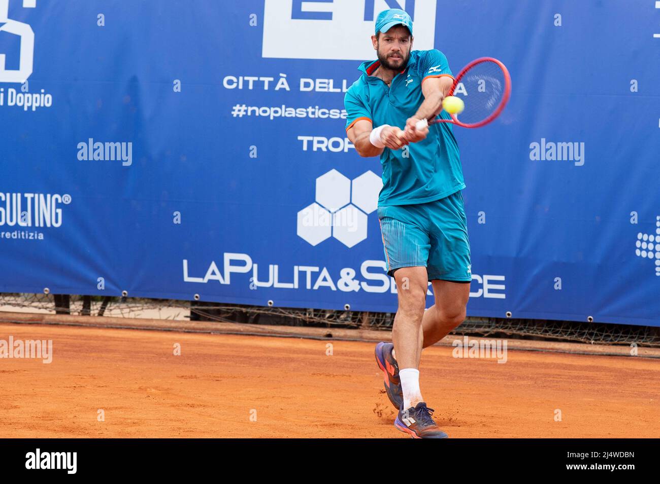 Barletta, Italy, 17th April 2022 Miljan Zekic during the Final of Open Città della Disfida ATP Challenge Tour Stock Photo