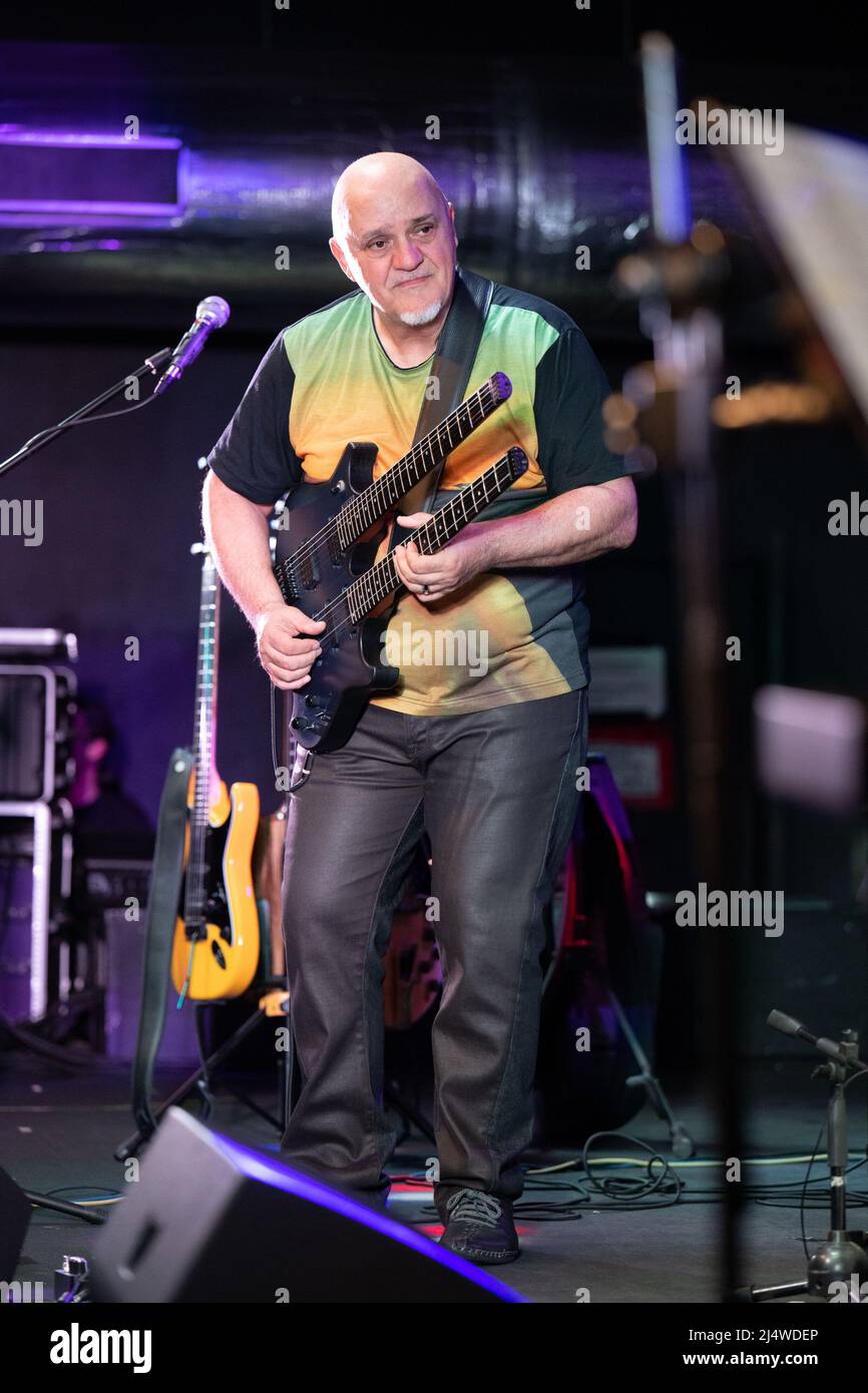 Rome, Italy. 16th Apr, 2022. Serata live music con Frank Gambale in All Star Band presso il Cross Roads live club di Roma - Italia il 16.04.2022Frank Gambale (Guitar), Jerry Leonide (Keyboards), Hadrien Feraud (Bass), Gergo Borlai (Drums) Credit: Independent Photo Agency/Alamy Live News Stock Photo