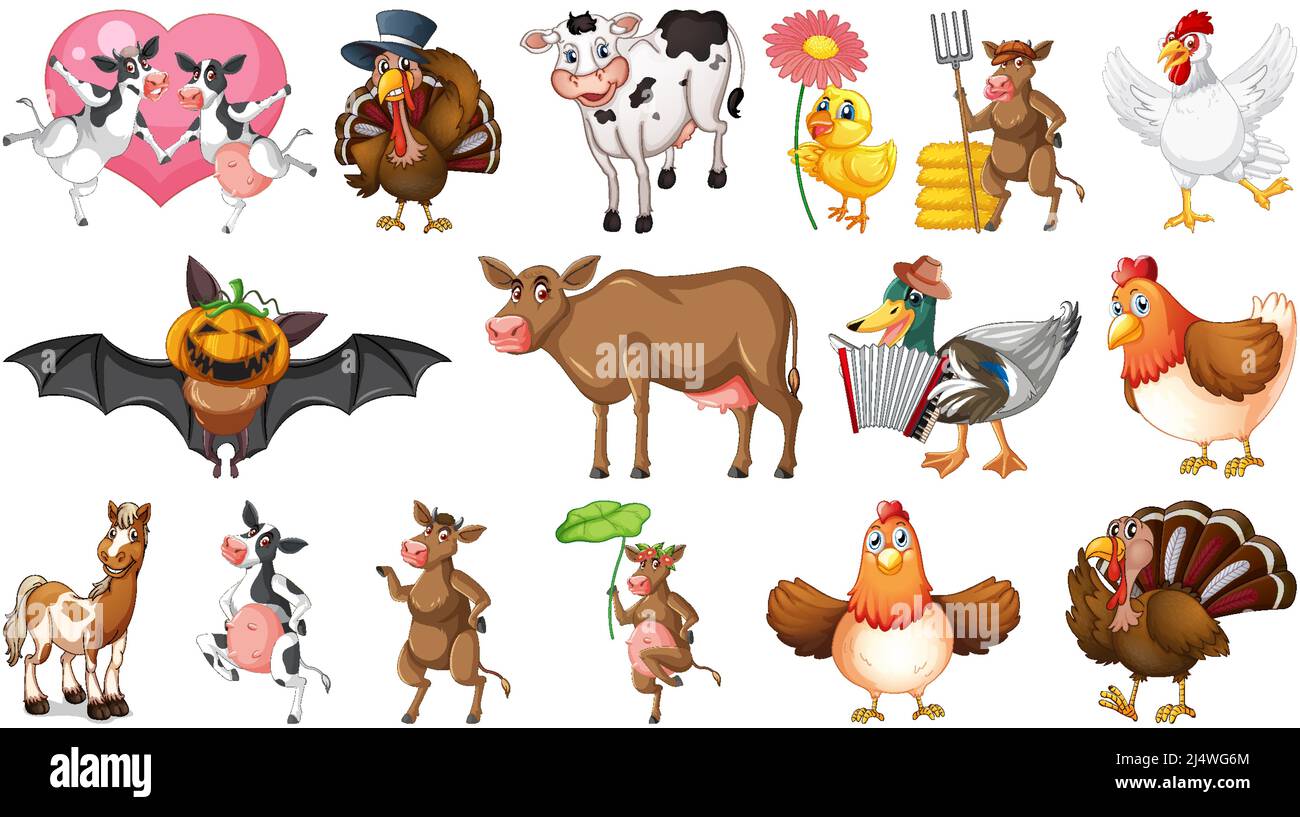 Farm animals on white background illustration Stock Vector Image & Art ...