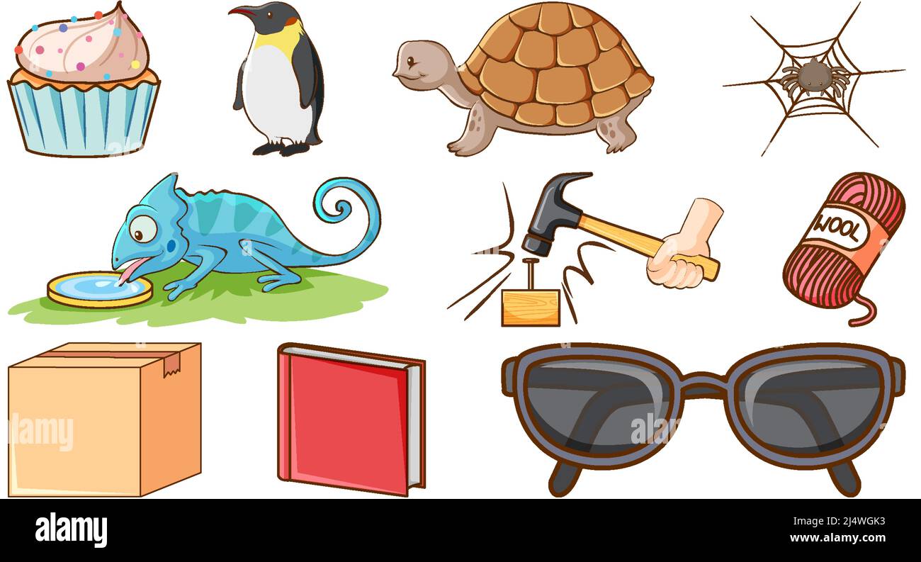 Set of animals and other objects illustration Stock Vector Image & Art
