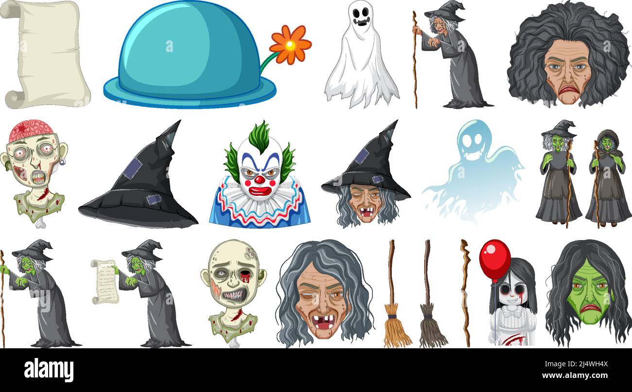 Halloween monsters on white background illustration Stock Vector Image