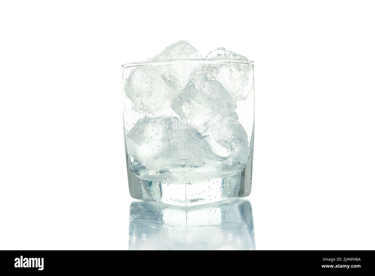 Glass with ice isolated on white background Stock Photo