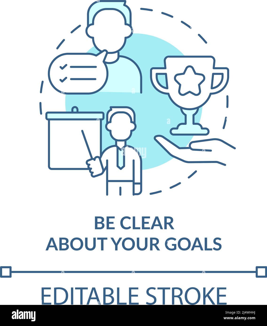 Be clear about your goals turquoise concept icon Stock Vector