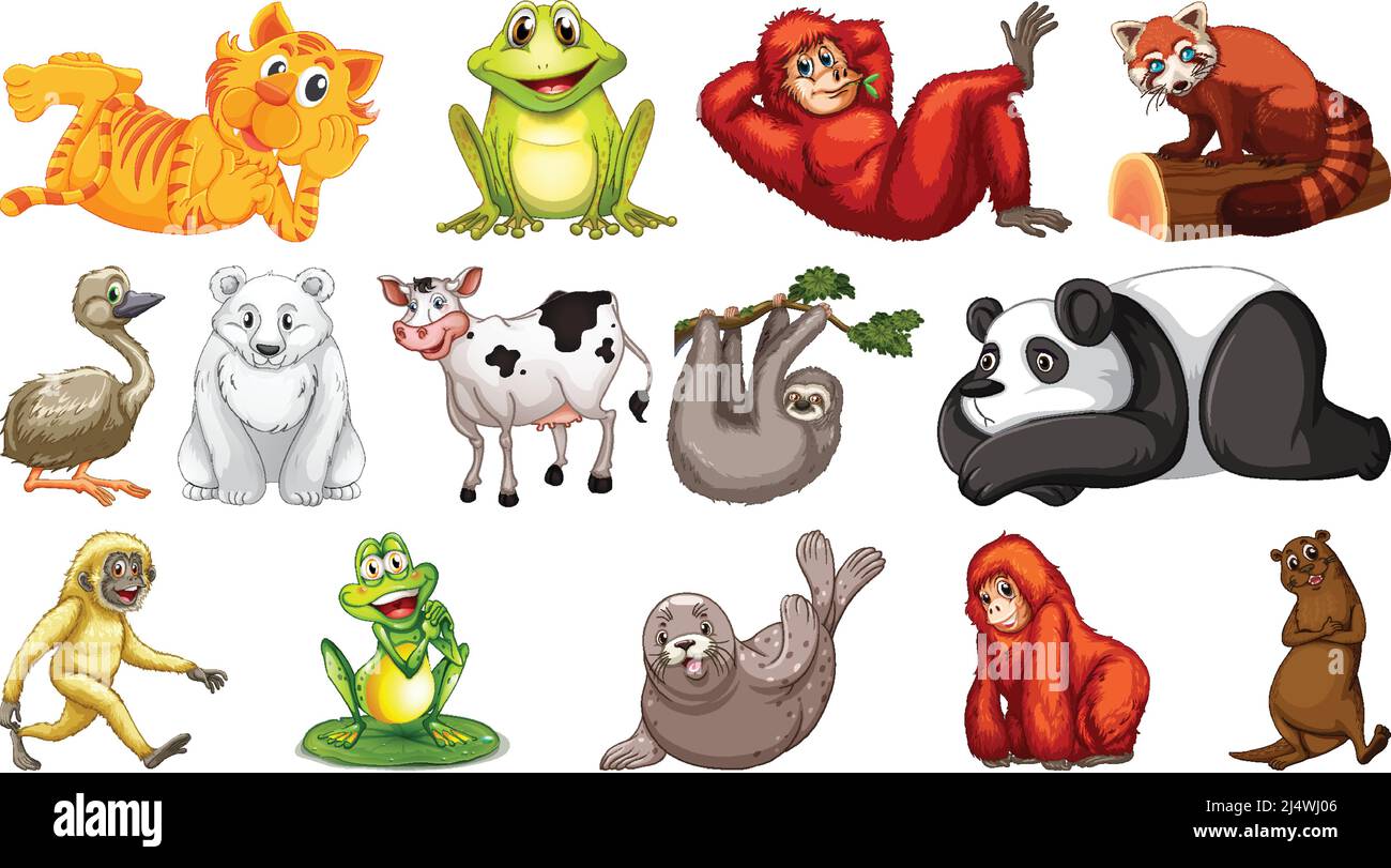 Wild animals on white background illustration Stock Vector Image & Art ...