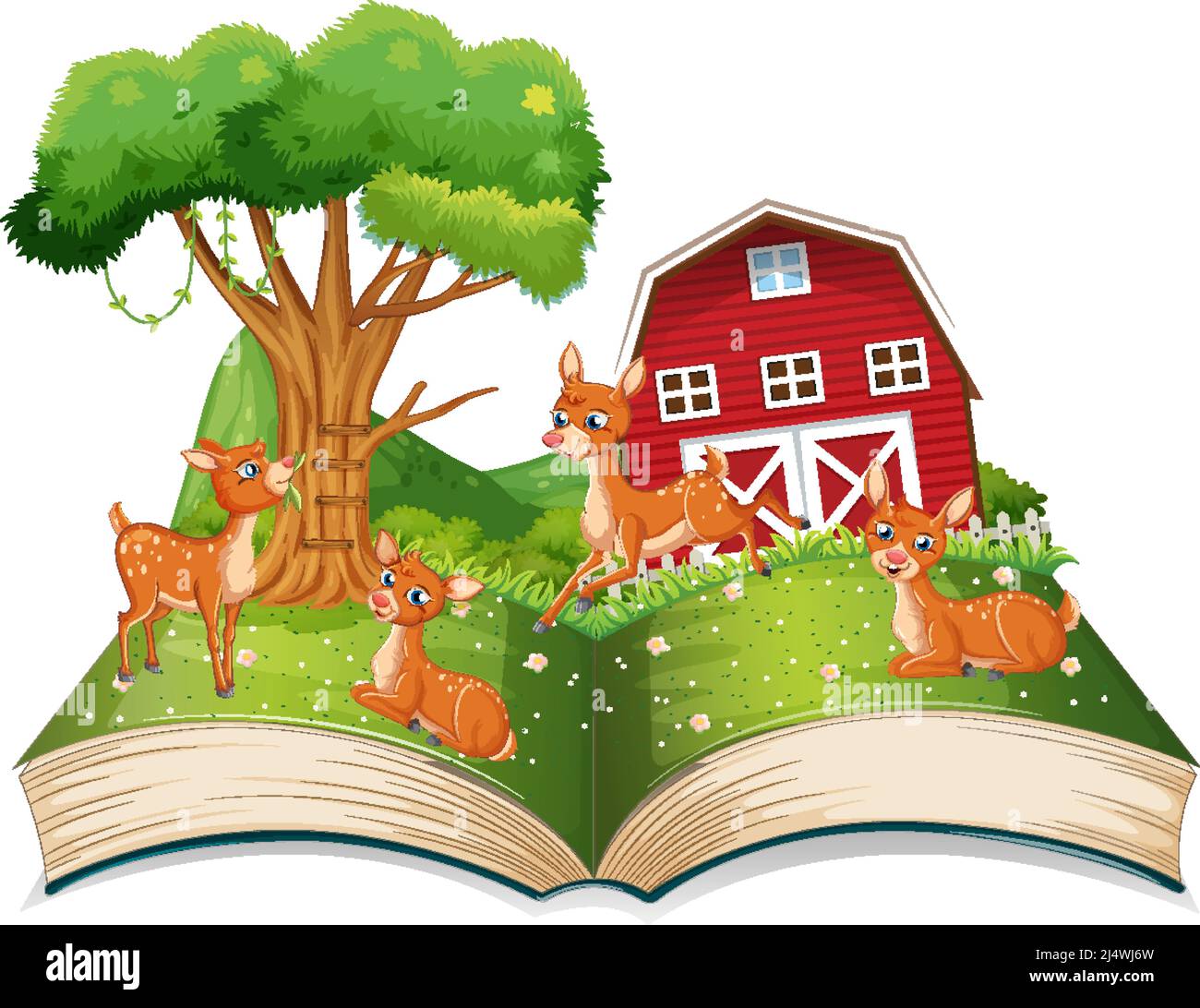 Storybook with deers in the farmyard illustration Stock Vector Image ...