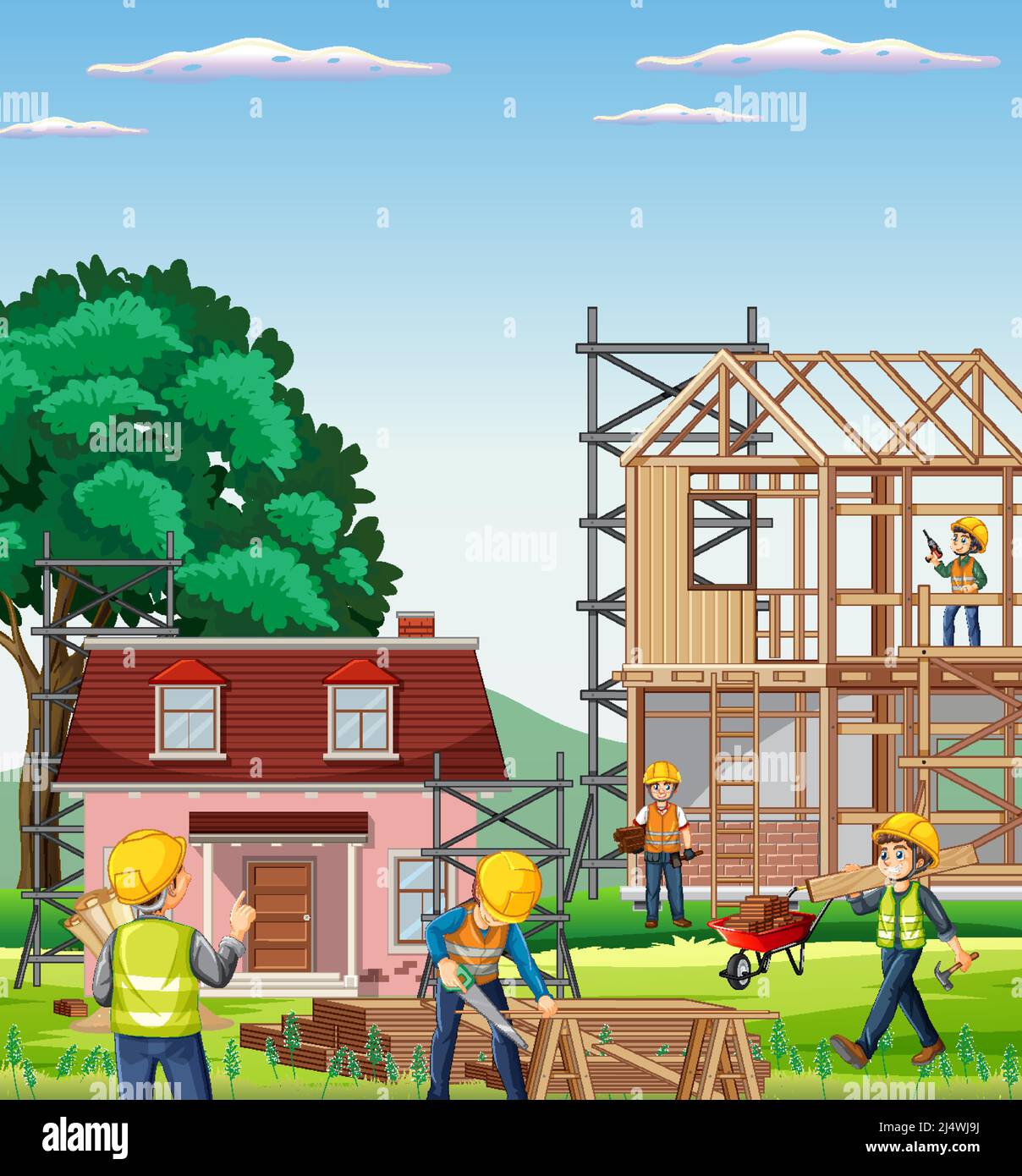 Building construction site background illustration Stock Vector Image ...