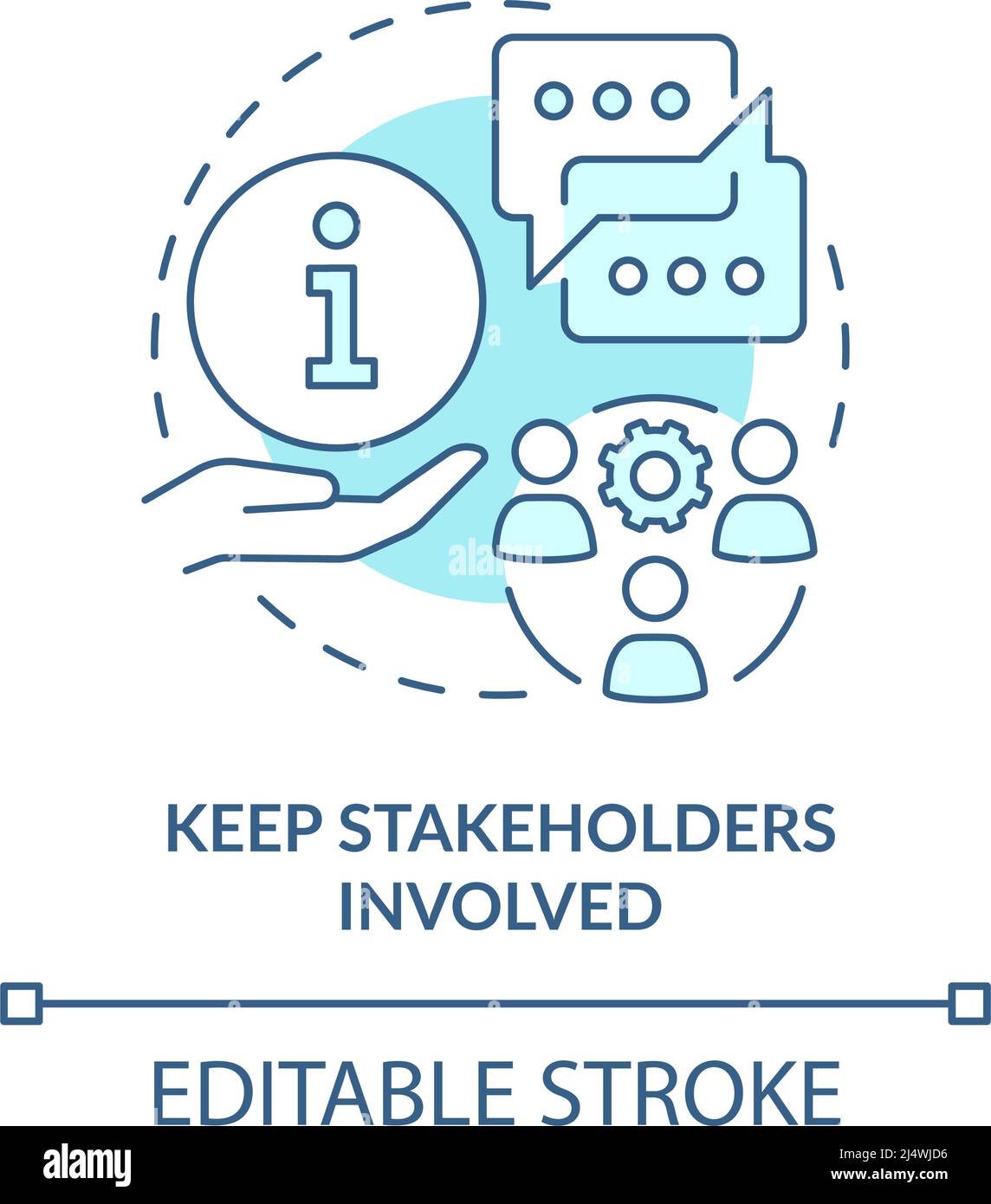 Keep stakeholders involved turquoise concept icon Stock Vector