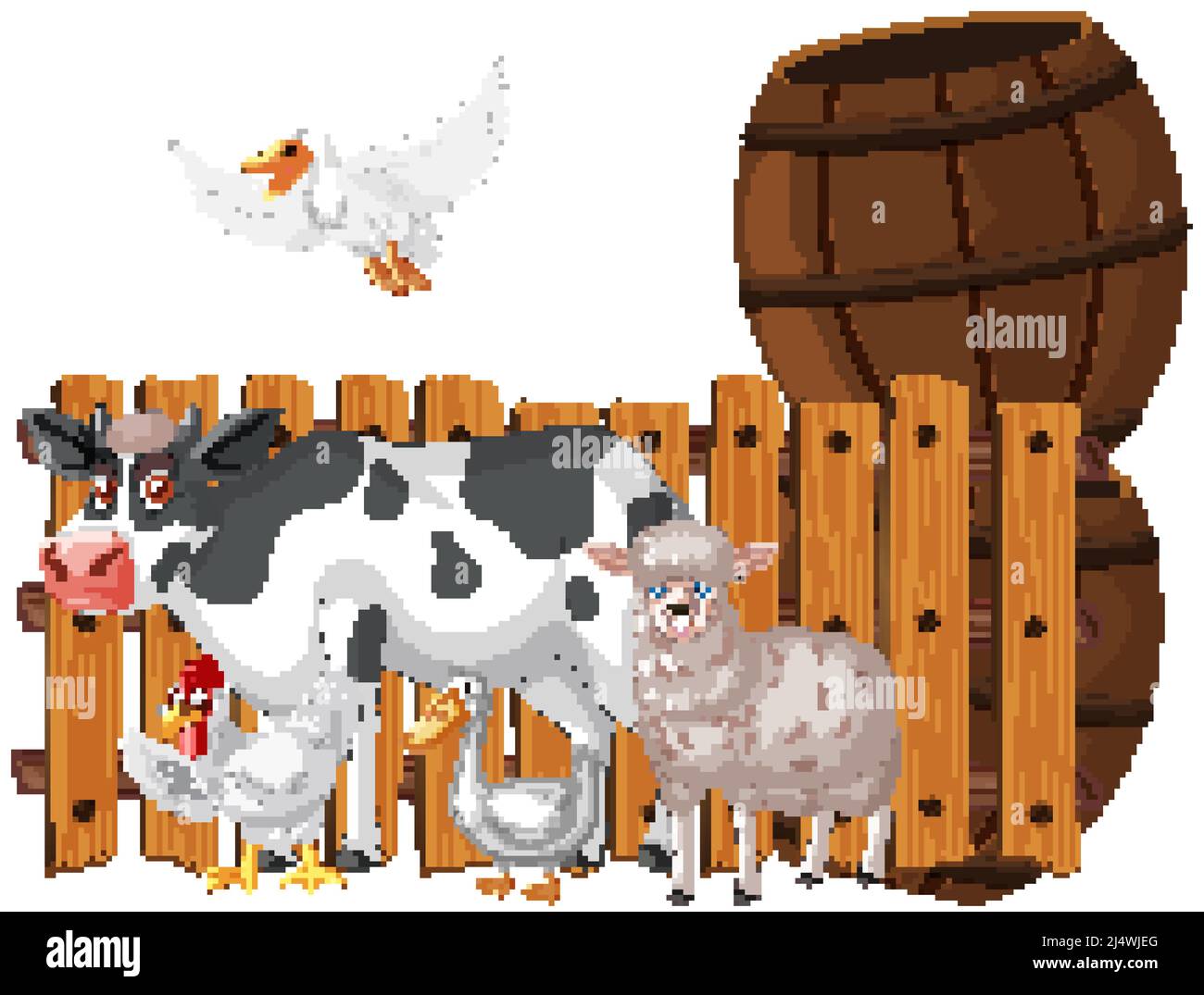 Farm animals on white background illustration Stock Vector Image & Art ...