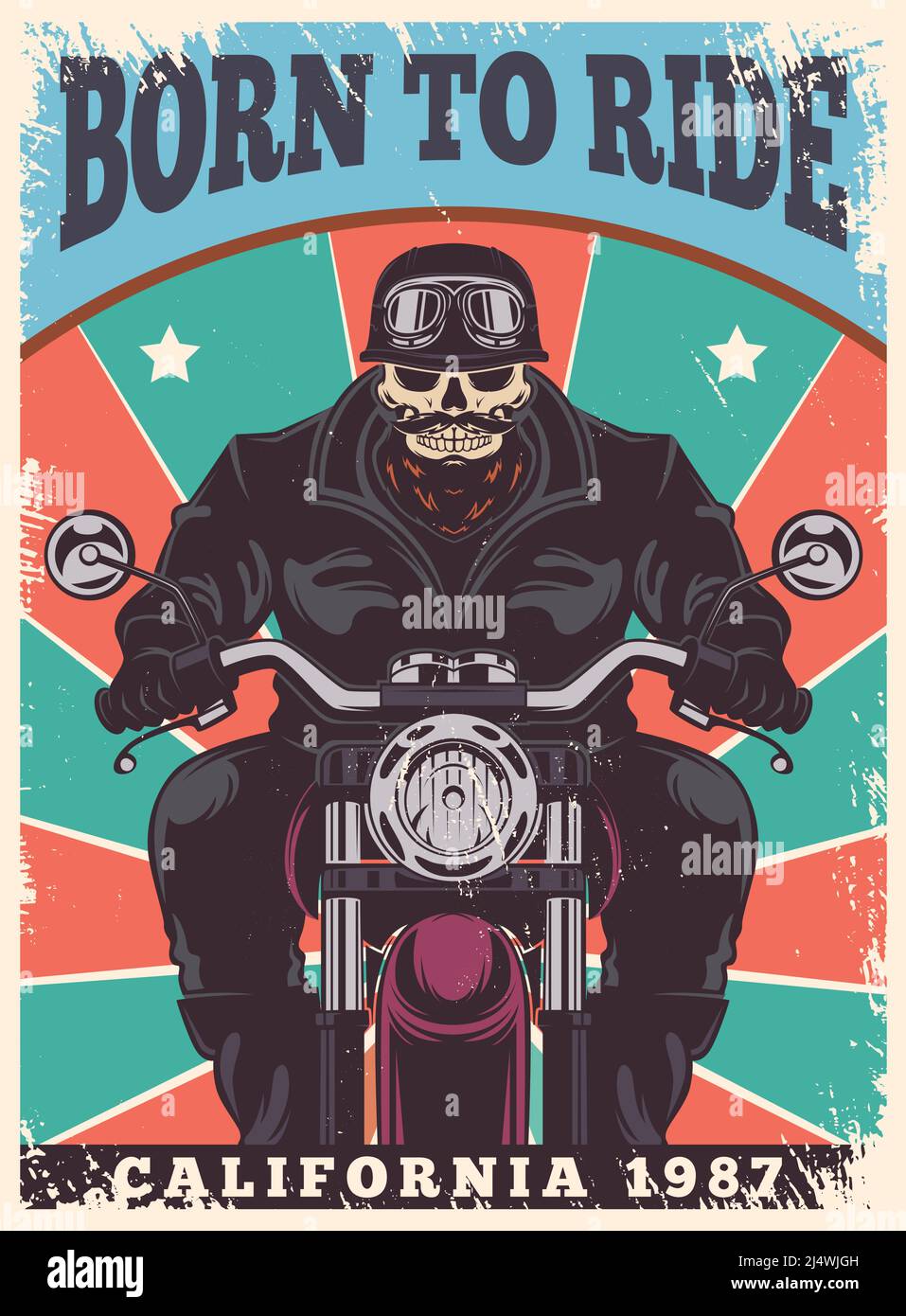 Art Bikers freedom symbols poster style animal poster. vector Alamy text Stock for with & exact club - Motorcycle place helmet retro in Vector Image