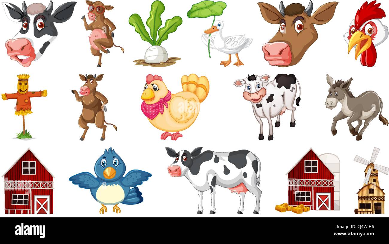 Farm animals on white background illustration Stock Vector Image & Art ...