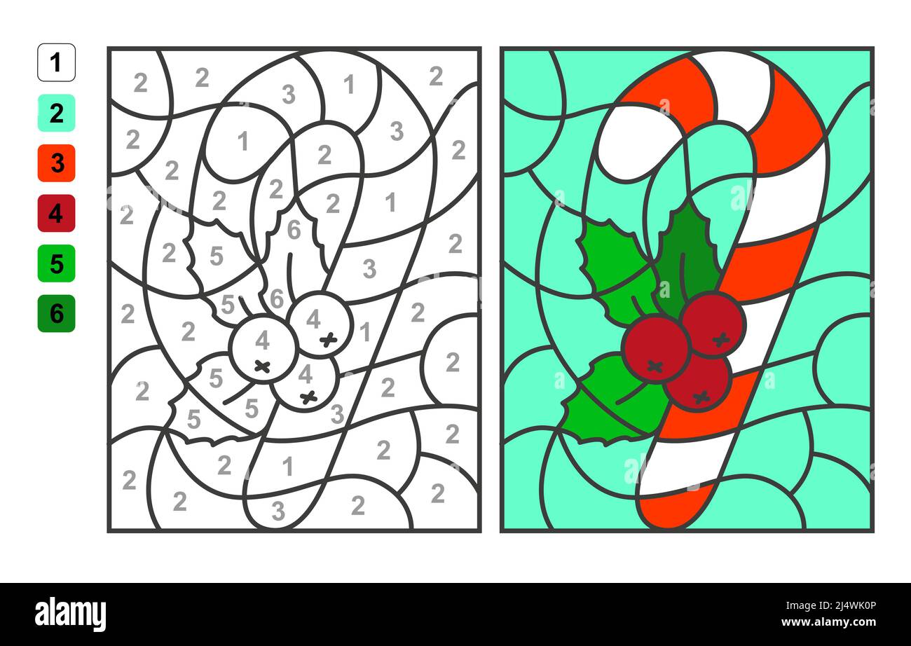 Merry Christmas. Color by numbers. Puzzle game for children education