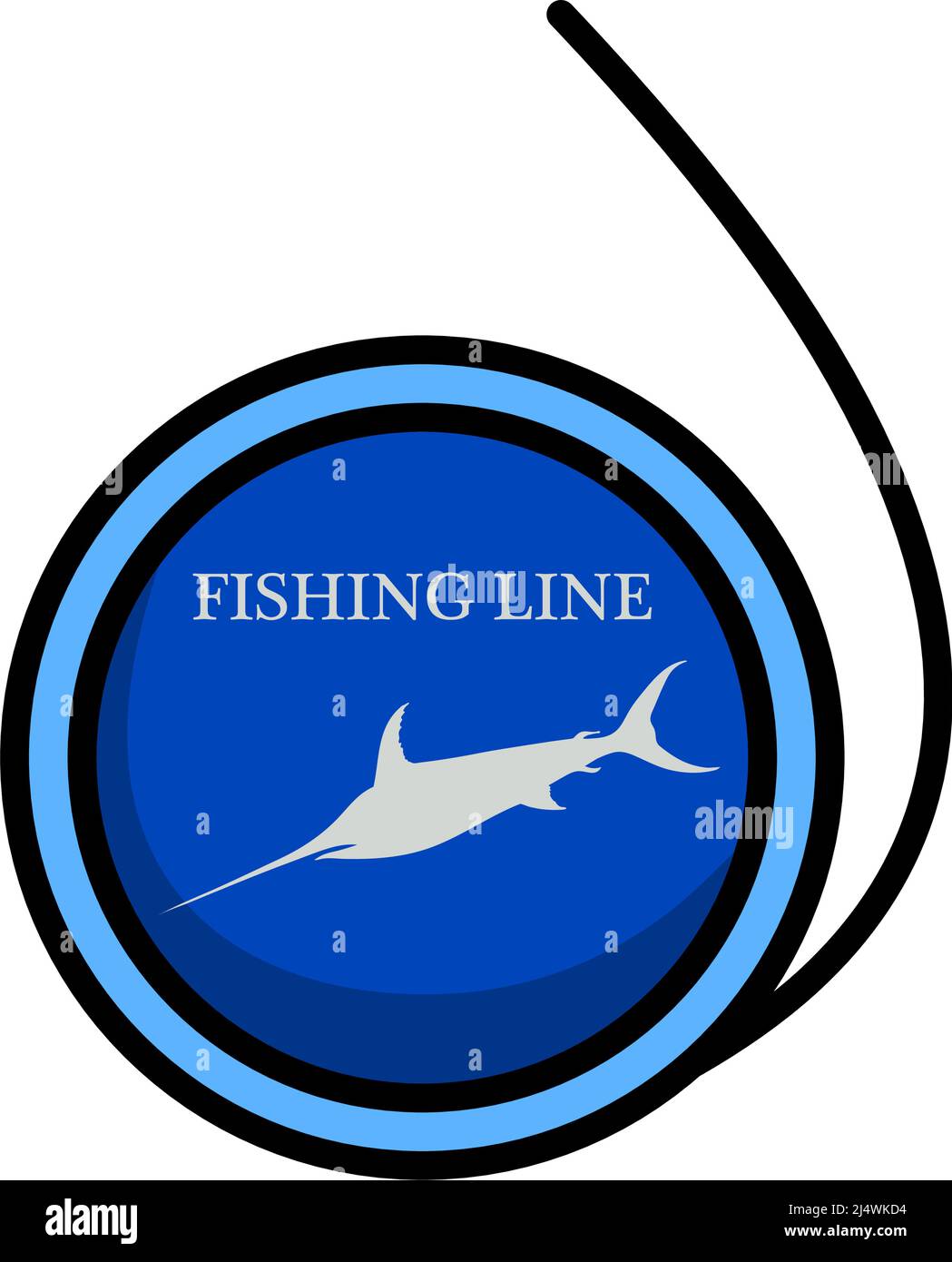 Icon Of Fishing Line. Editable Bold Outline With Color Fill Design ...