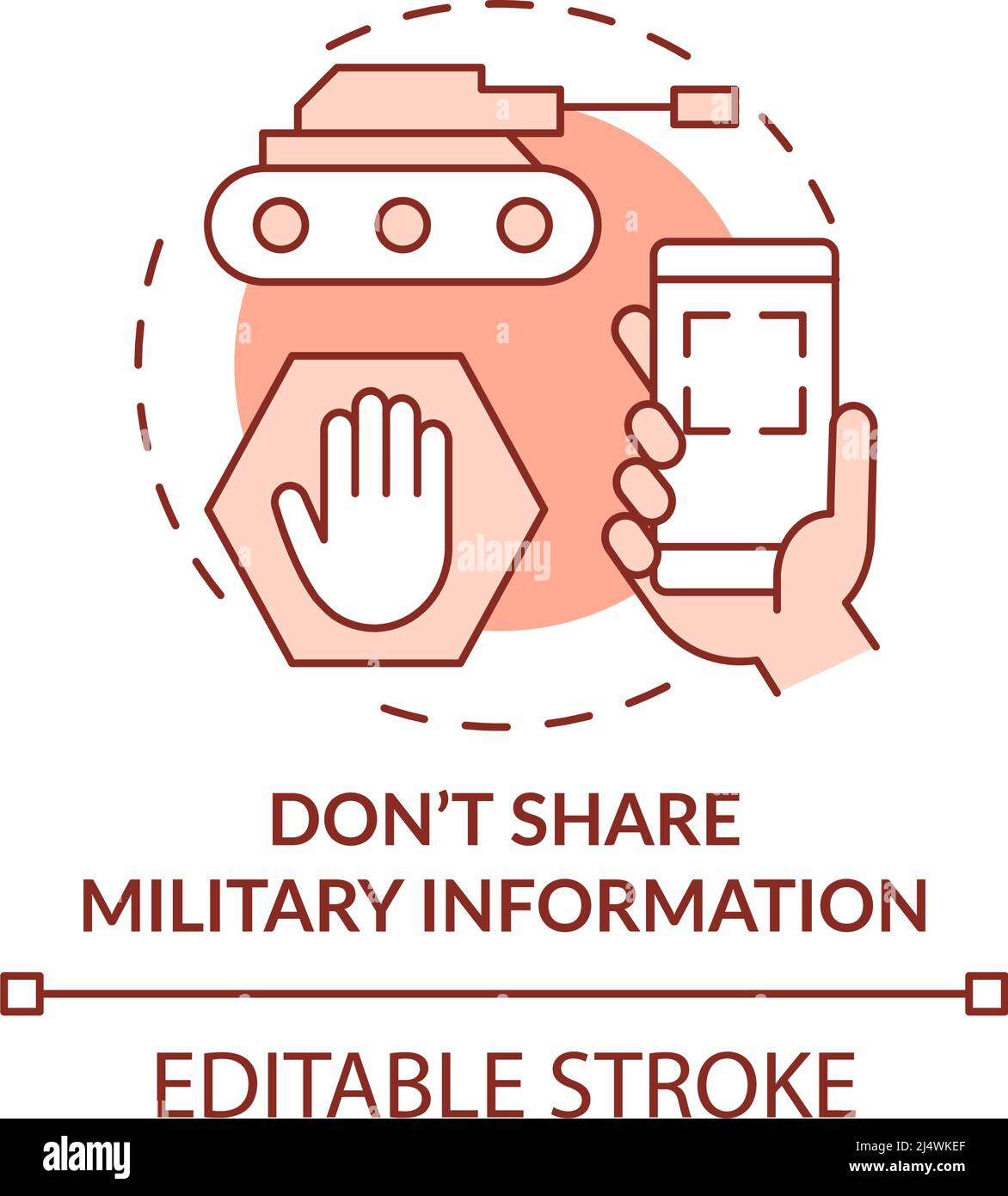 Dont share military information terracotta concept icon Stock Vector