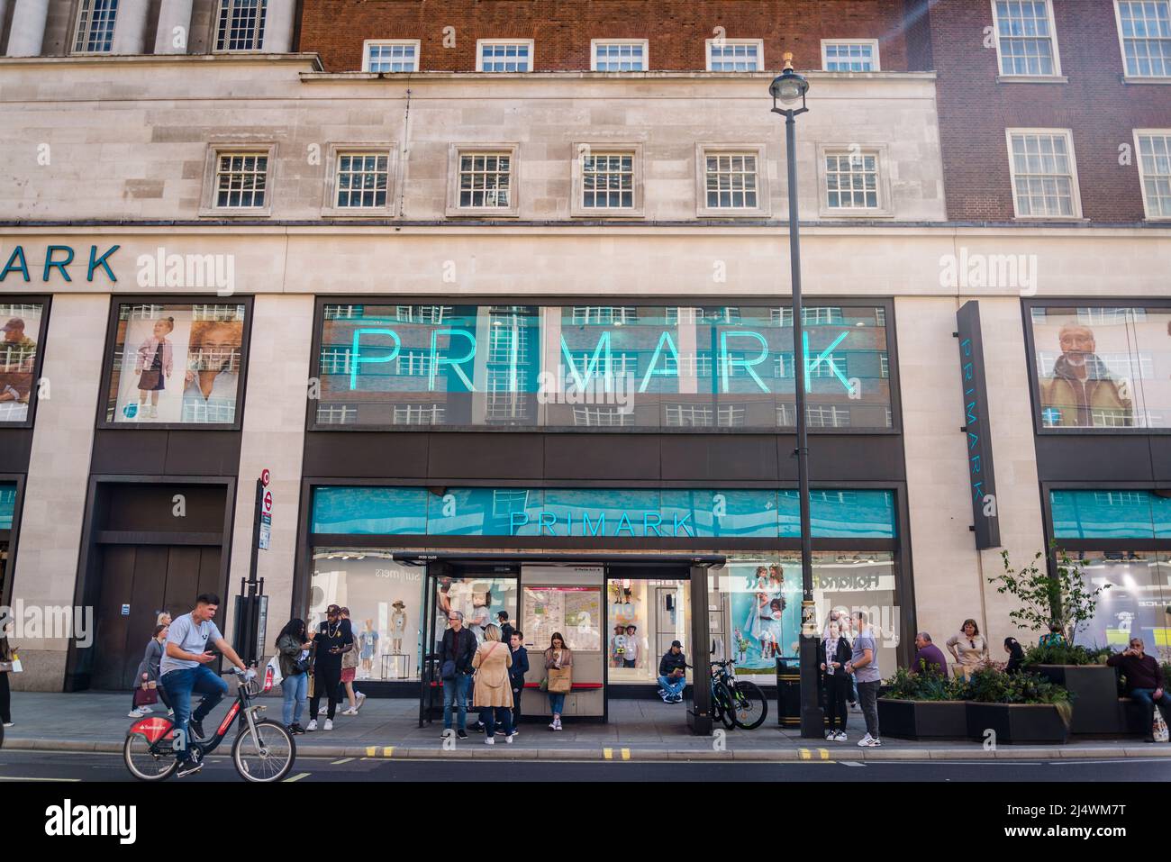 Primark store and Shoppers on Oxford Street, a famous shopping street in central London, England, UK Stock Photo