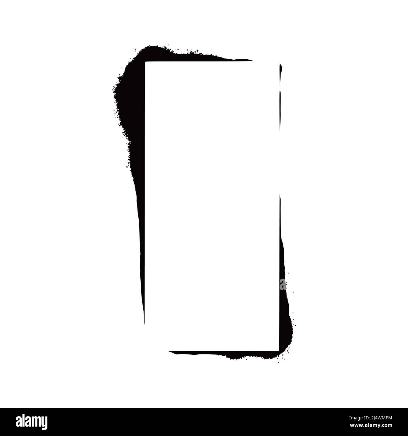 Stencil spray paint frame. Grunge graffiti style black frame. Isolated vector illustration with