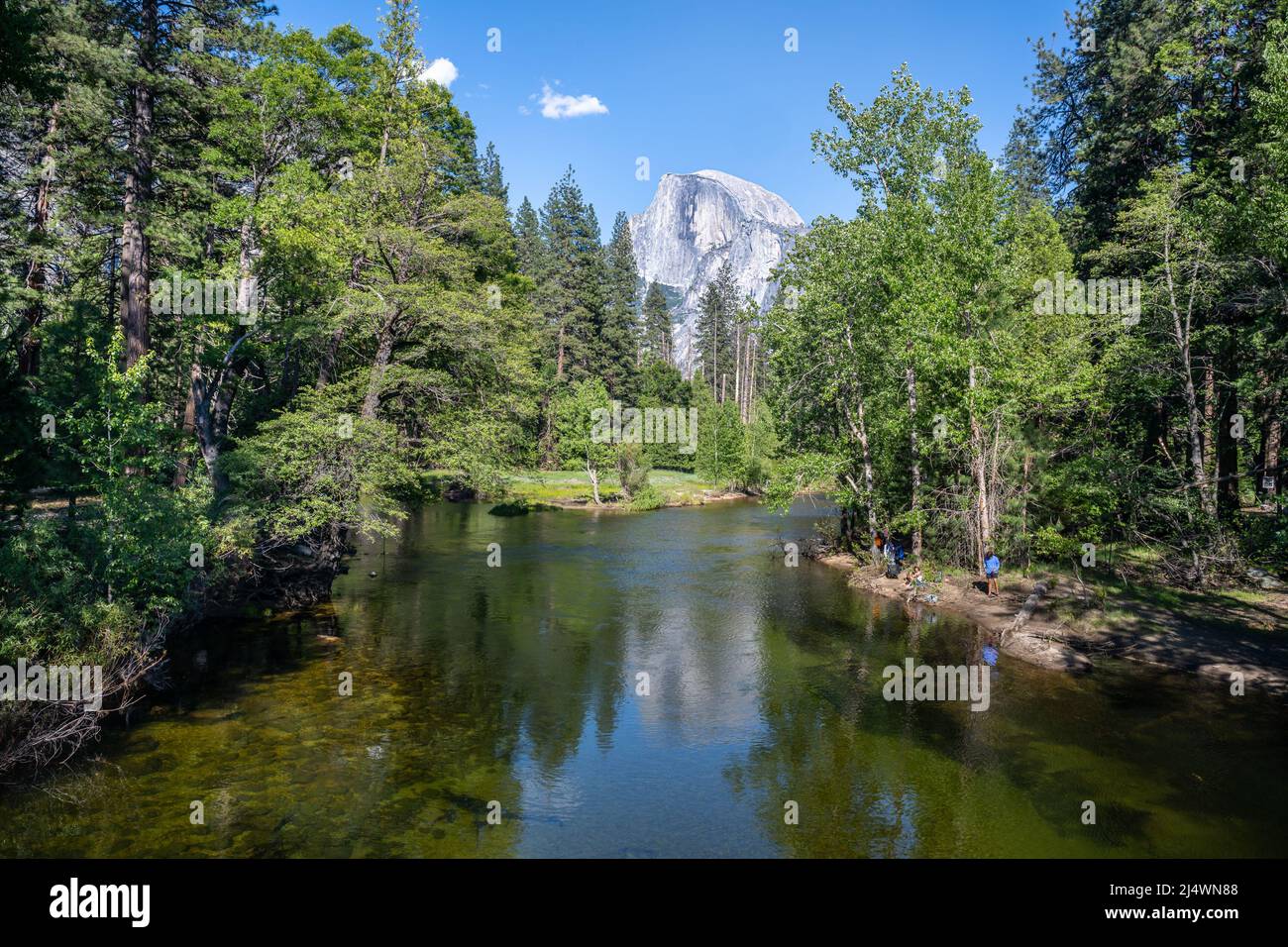 Half Dome and the Merced River from Sentinel Bridge, in Yosemite National Park, near Merced, California. Stock Photo