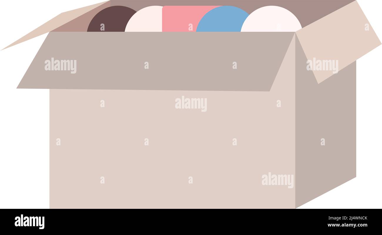 Cardboard box with valuable items semi flat color vector object Stock Vector
