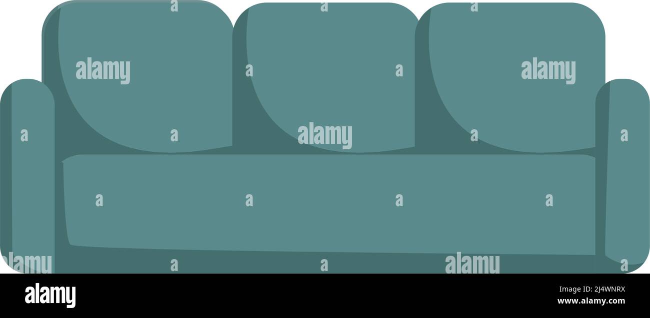 Comfortable green sofa semi flat color vector object Stock Vector