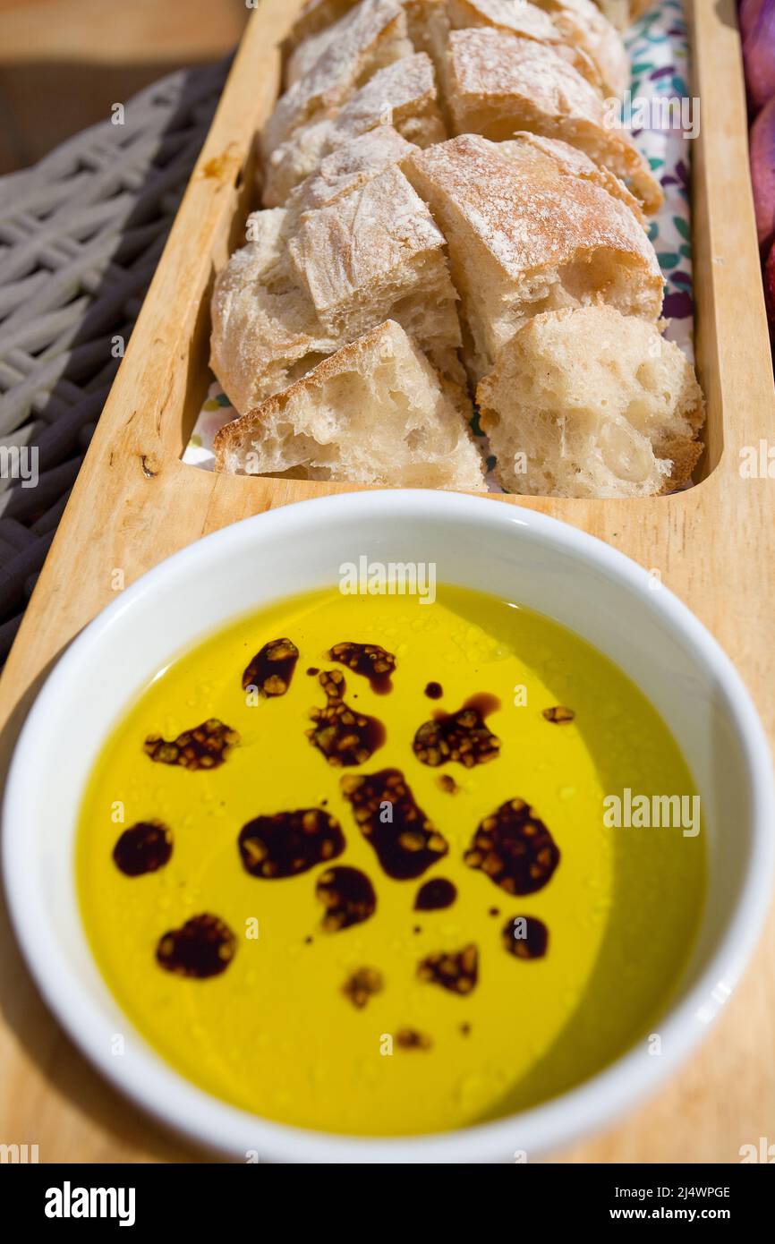 olive oil and ciabatta Stock Photo